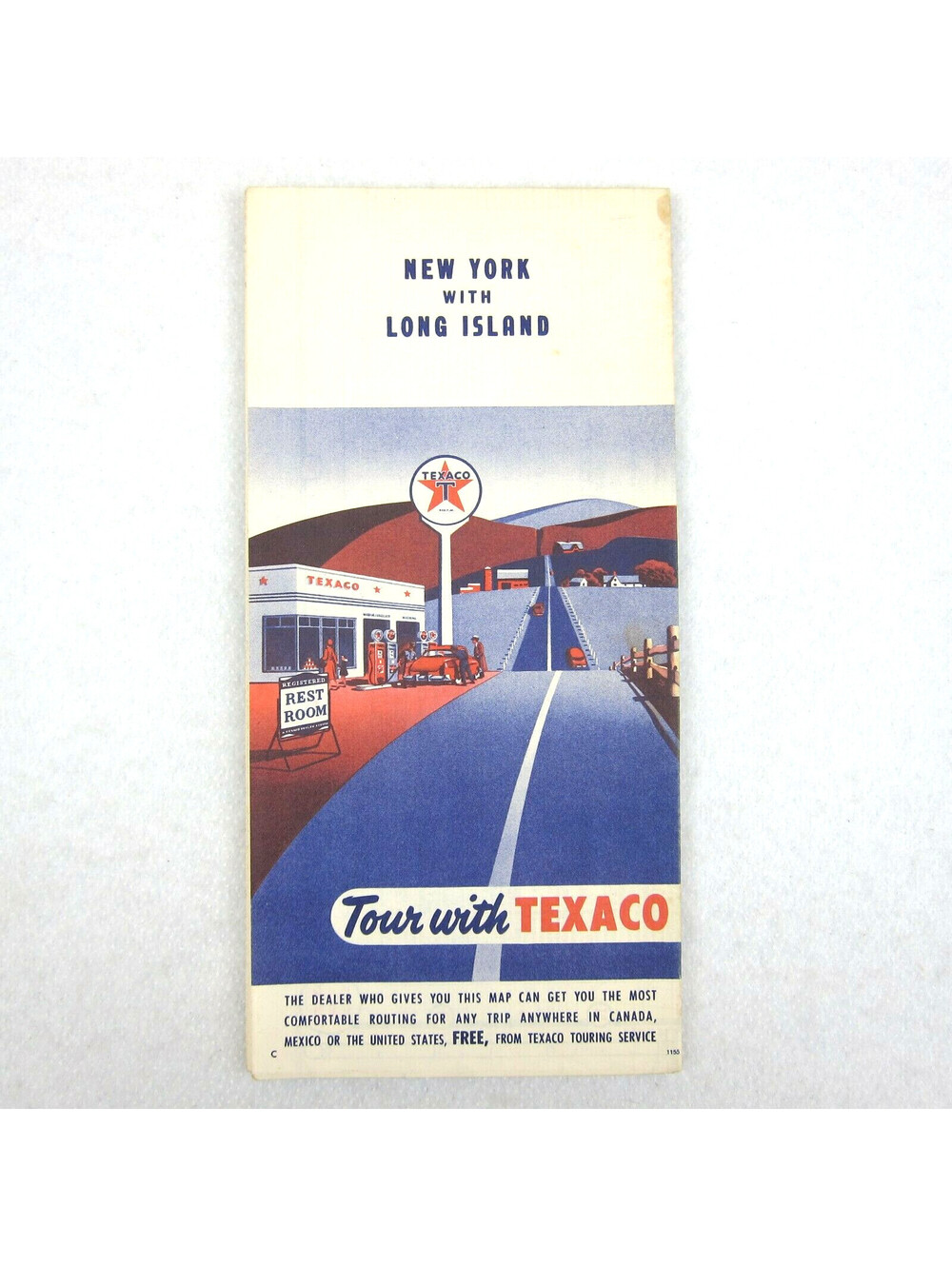 Vintage 1956 Tour with Texaco New York & Long Island Road Map Points of Interest